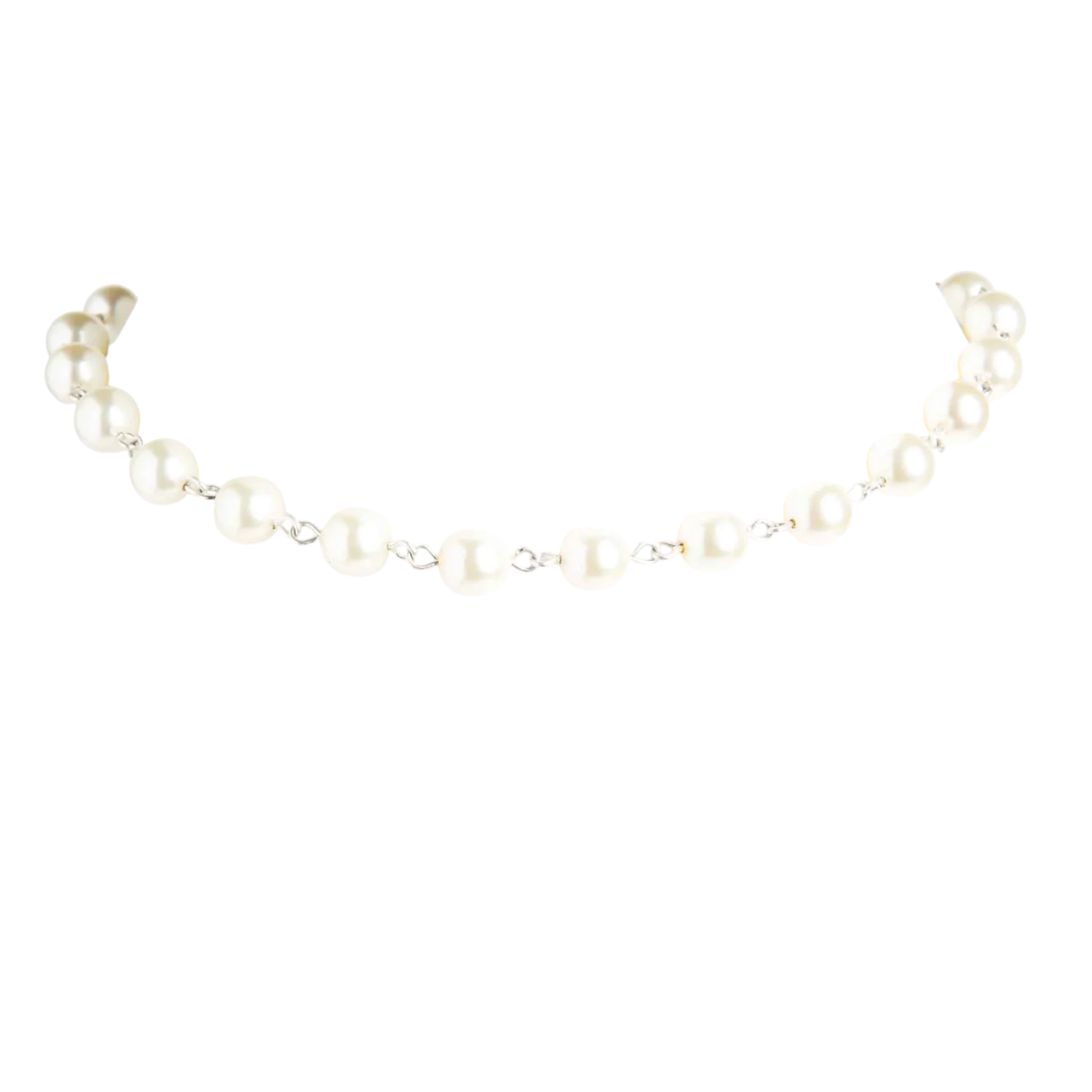 Virgins Saints Angels Vsa Iconic Cream 8mm Pearl Choker In Silver 150$